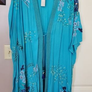Chicos beautiful turquoise kimono cover up.